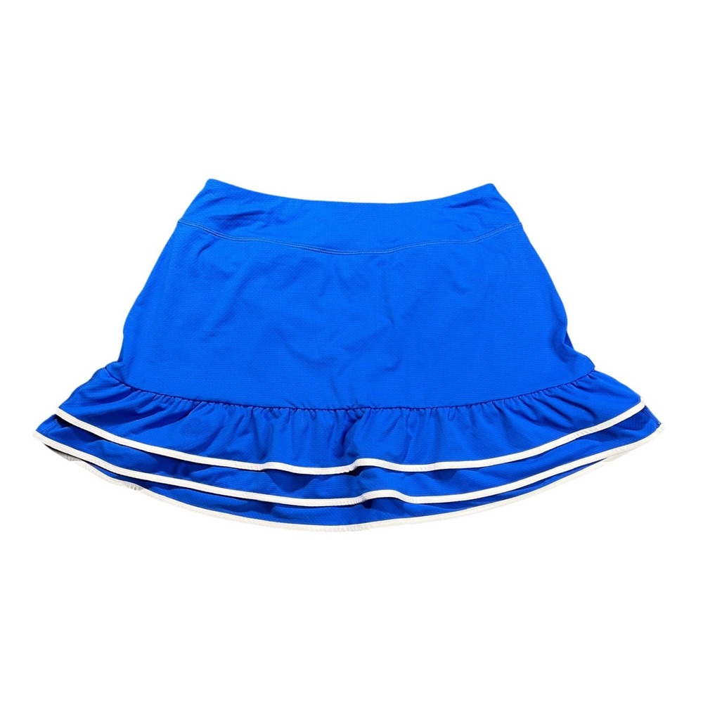 X by Gottex Ruffle Tennis Golf Skort Womens Large Royal Blue White Trim Athletic